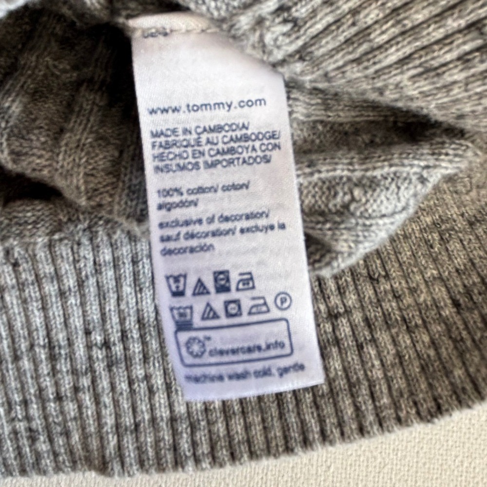 Tommy Hilfiger Womens Grey Cable Knit V-Neck Cotton Sweater Size M Y2K Preppy - Picture 5 of 8